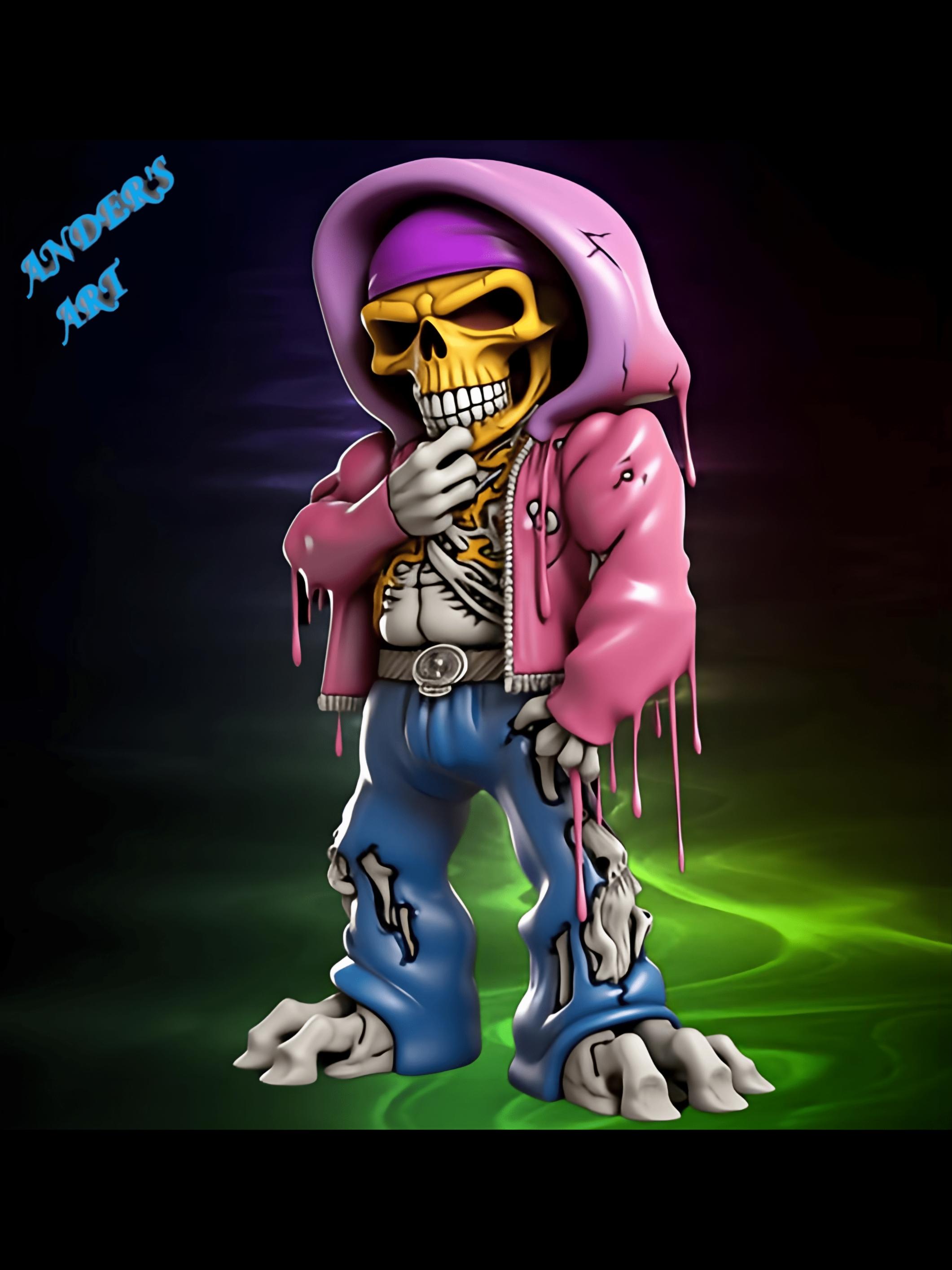 Vinny Cat on skull/立体アート Vinny Cat on skull/立体アート