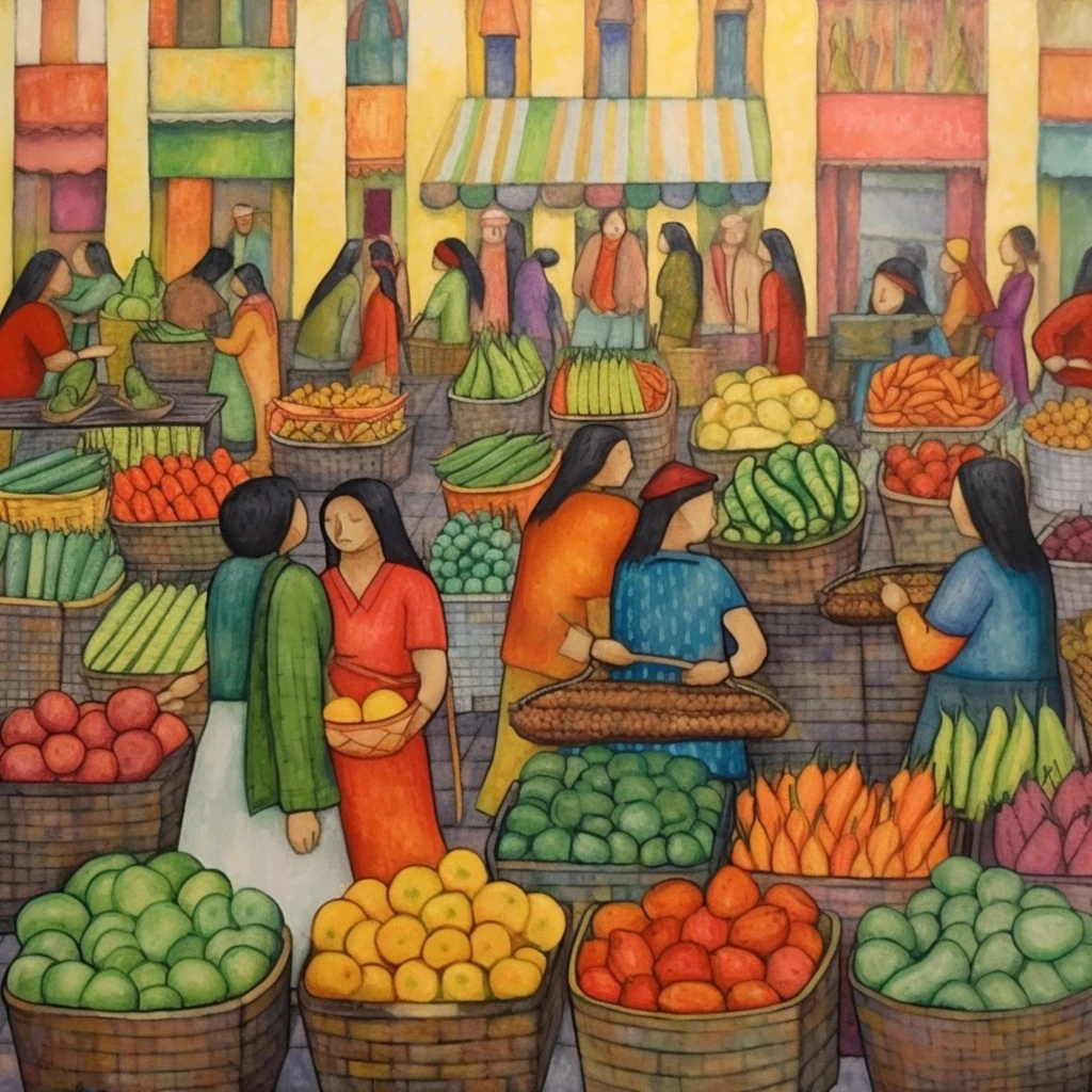Market scene Painting by Ayomide Joshua | Saatchi Art