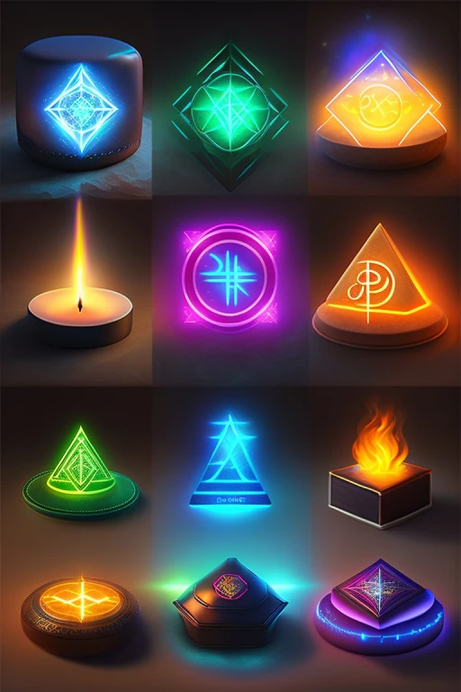 Magical spells and glowing runes