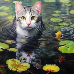 Cat in Pond