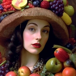 Woman in Fruit Hat