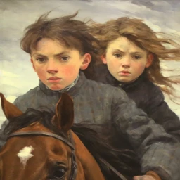 2 Children Riding Horse