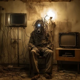 Old tv man in a dusty room.