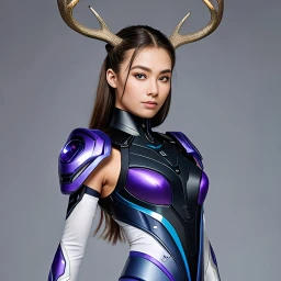 beautiful cyborg and a graceful deer