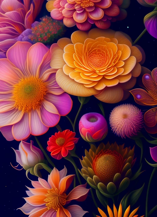 Paintings of Colourful Flowers