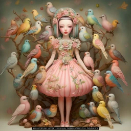 Birds.03 ai.Render. inspired by the work of Mark Ryden & Remedios Varo.