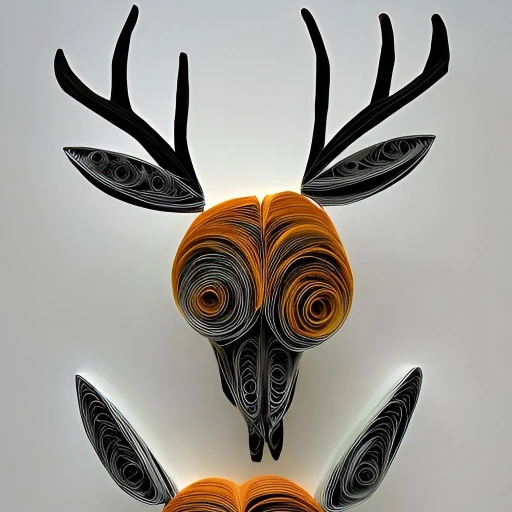 Deer skull made from quilled paper