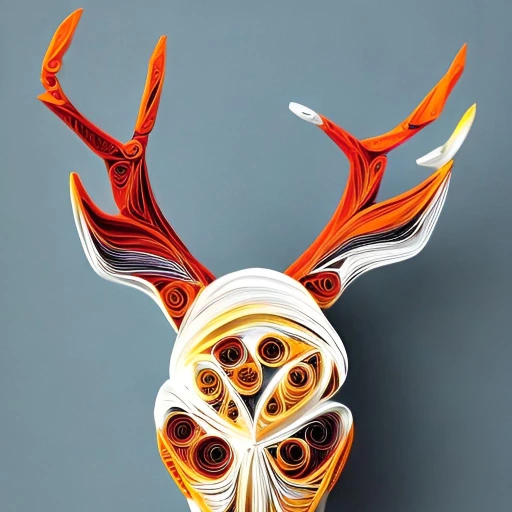 Deer skull made from quilled paper