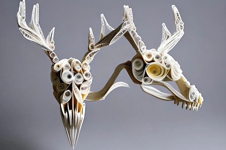Deer skull made from quilled paper