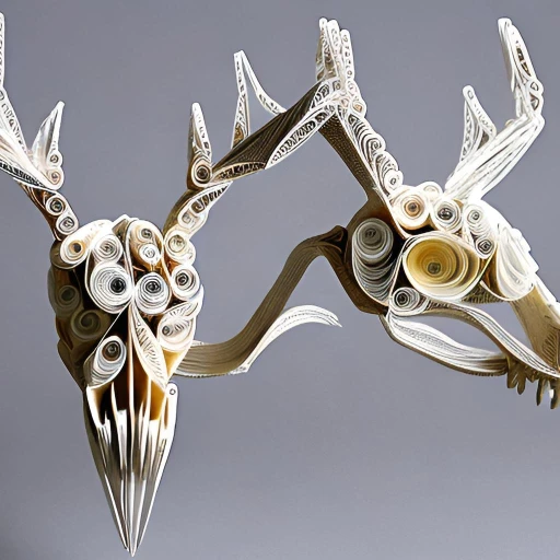 Deer skull made from quilled paper