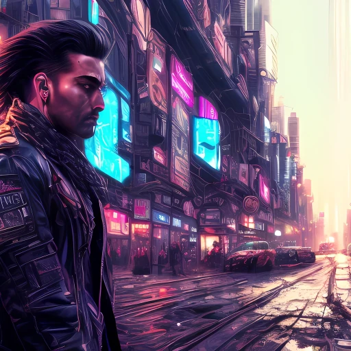 Dystopian cyberpunk city