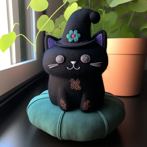 A plush cat in a hat