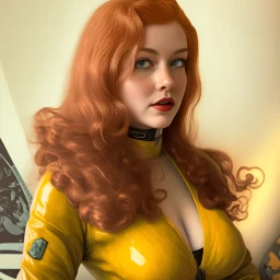 Redhead girl in a yellow suit