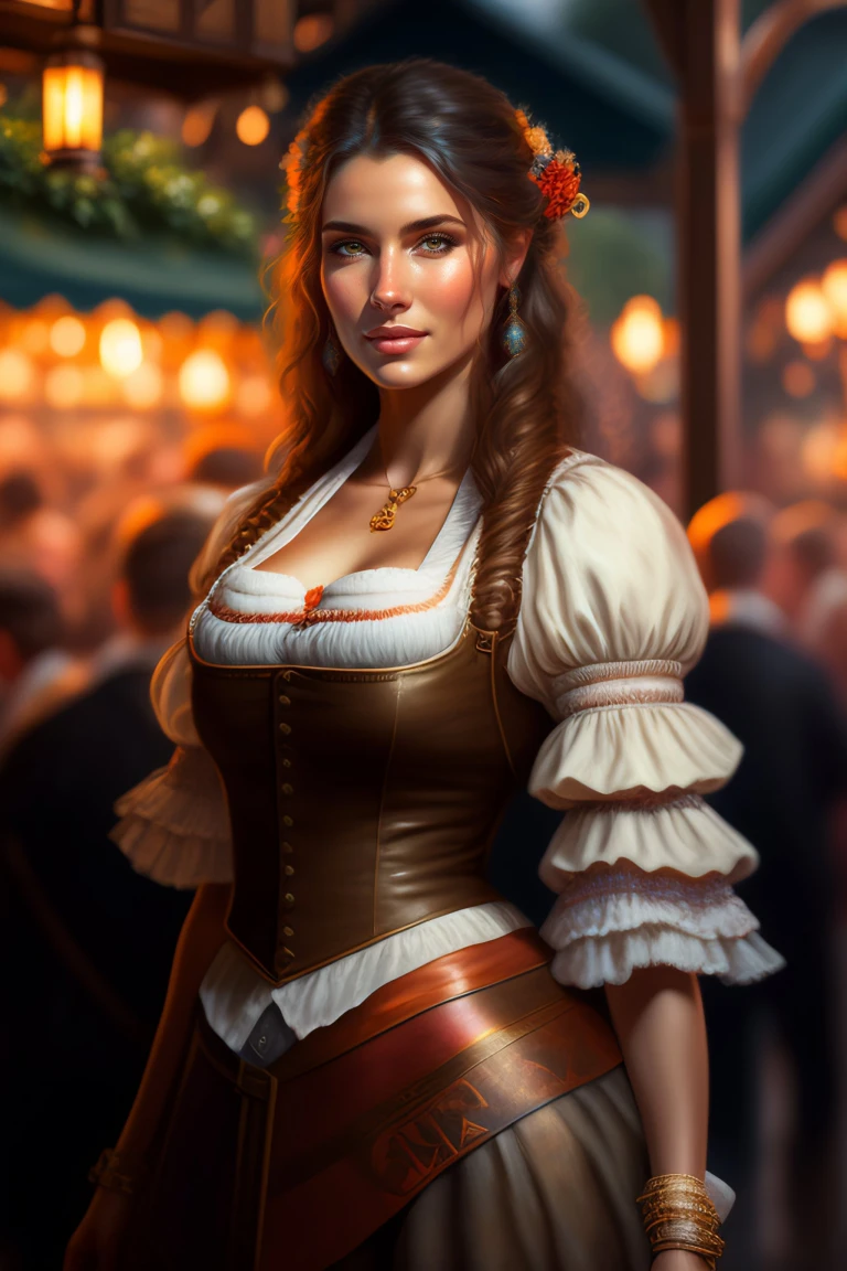 Octoberfest. Woman with beer.