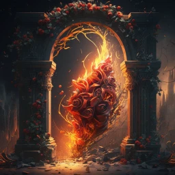 Roses in a Fiery Archway