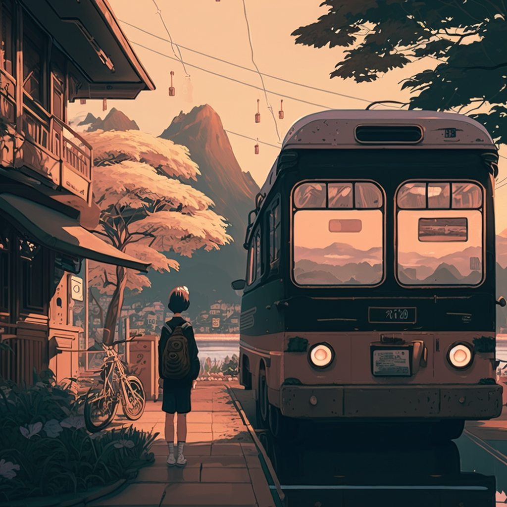 Lofi Girl on Train - Serene HD Anime Wallpaper