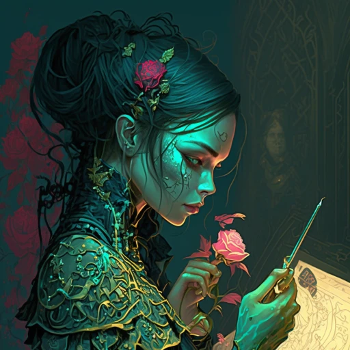 Within the ink and petals