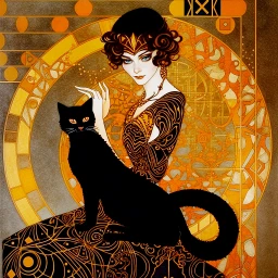 Woman Holding Black cat