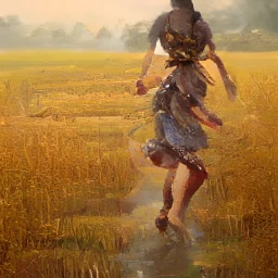 Ukraine No. 2: Jireh Grace running away in a Golden Rice Field"