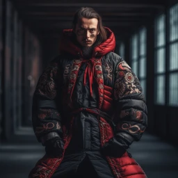 Samurai Armor inspired Red Puffy Coat Designs