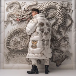 Samurai Armor inspired White Puffy Coat Designs