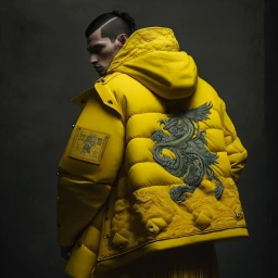 Samurai Armor inspired Yellow Puffy Coat Designs