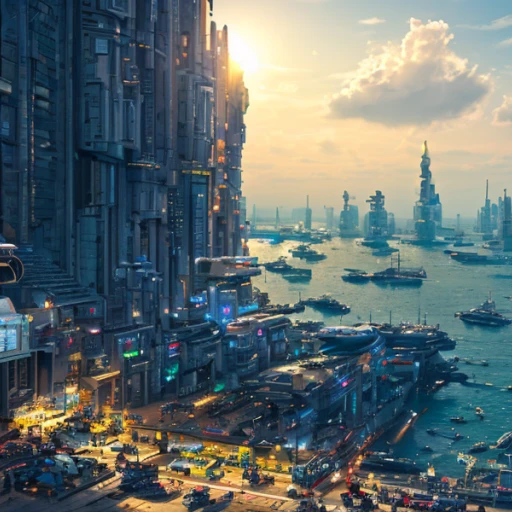 Harbor District in Sci-Fi City
