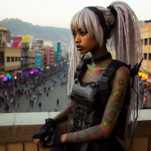cyberpunk ethiopian girl with tattos