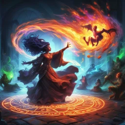 Witch summoning a demon