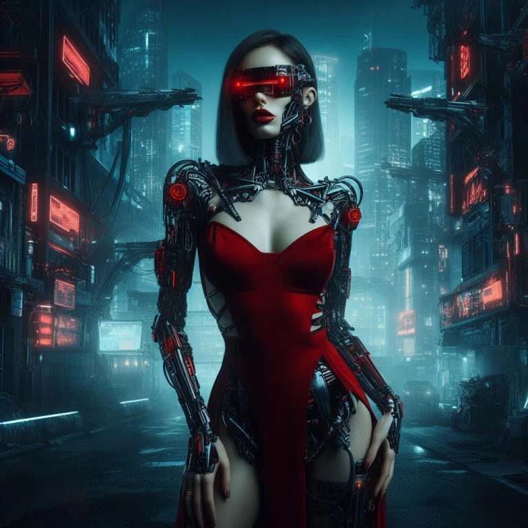 Agent Cyborg in a Red Dress