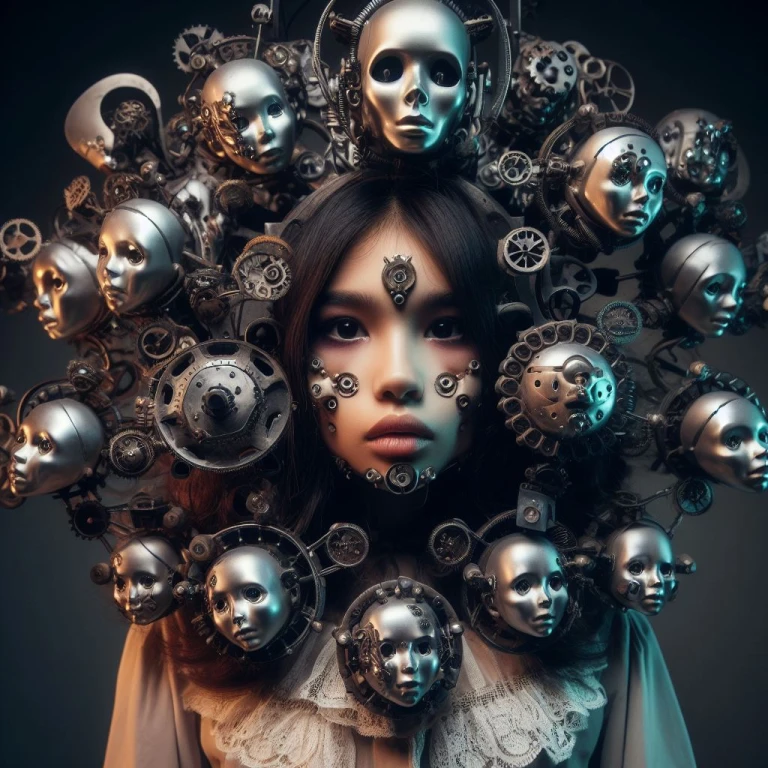 Woman Carrying Many Faces