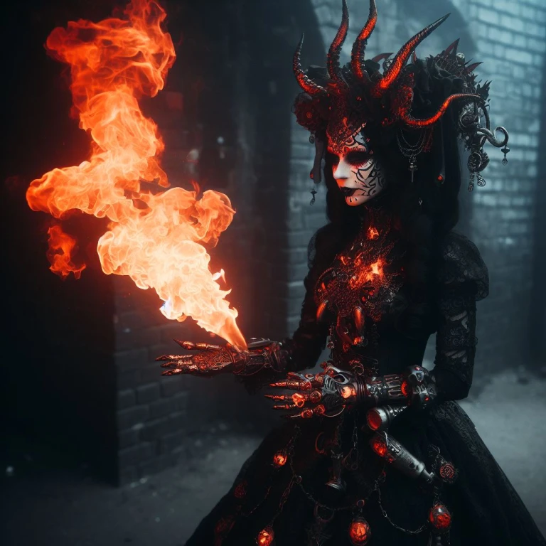 Scary evil flame witch