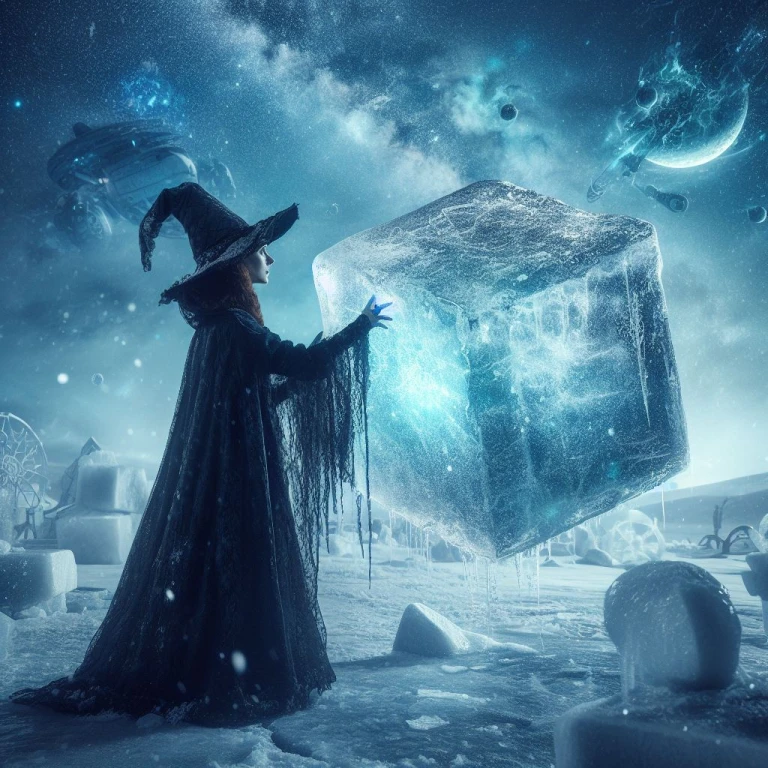 Ice witch making a giant ice cube