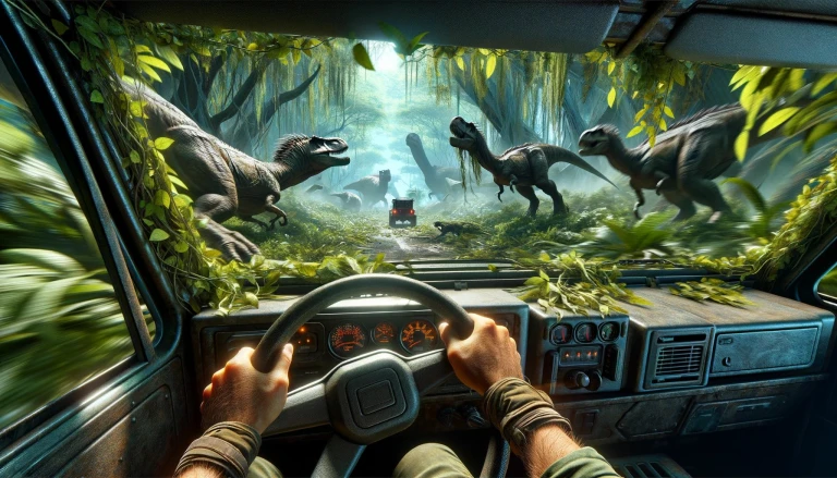 A jeep ride through the jurassic park