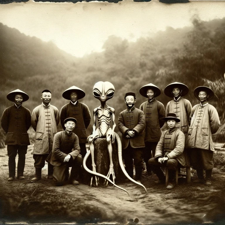 A group of China met with an allien