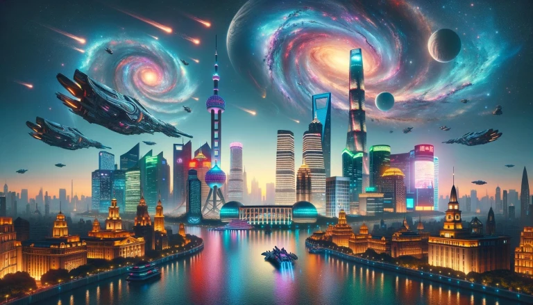 A futuristic visuals of Shanghai