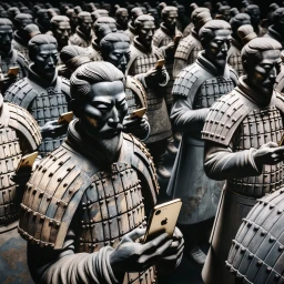 Terracotta Warriors dressed in ancient armor bearing modern elements