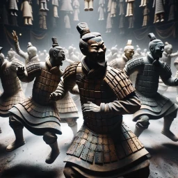terra cotta warriors with street dance moves