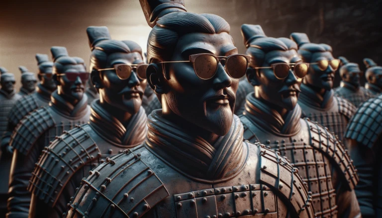 terra cotta warriors wearing sunglasses
