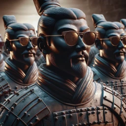terra cotta warriors wearing sunglasses