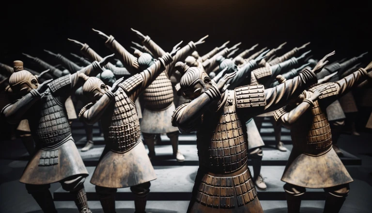 terra cotta warriors with dabbing moves