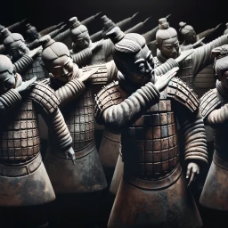 terra cotta warriors with dabbing moves