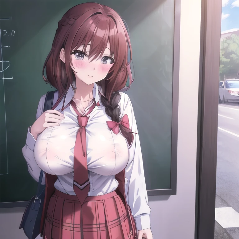Girl waiting for the bus at the bus stop