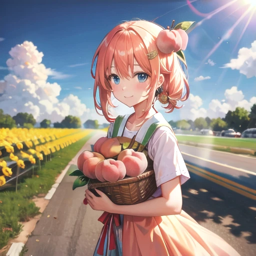 girl with peach