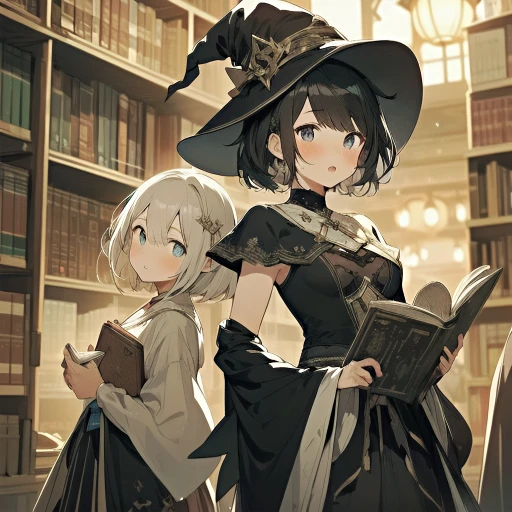 Witches learning in the magic library