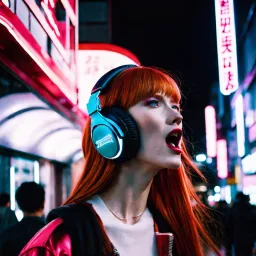 Redhair angry american girl in Neo Tokyo