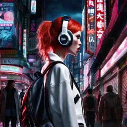 Redhair angry american girl in Neo Tokyo