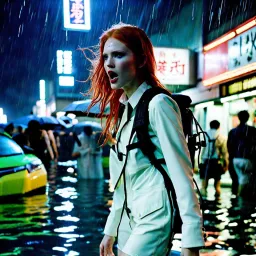 Flooded Neo Tokyo and redhair girl album by Inteku