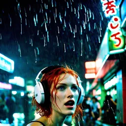 Flooded Neo Tokyo and redhair girl