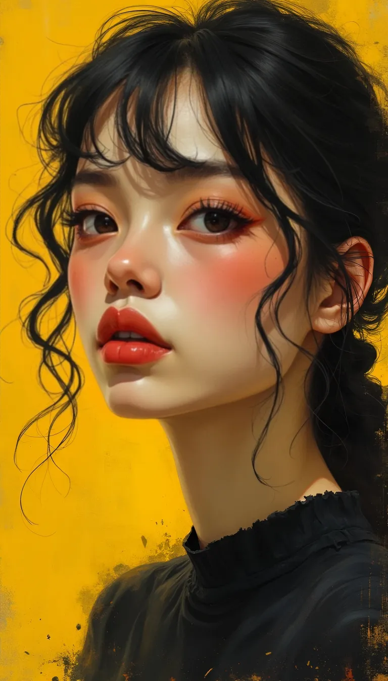 Cute Girl Yellow and Black Art